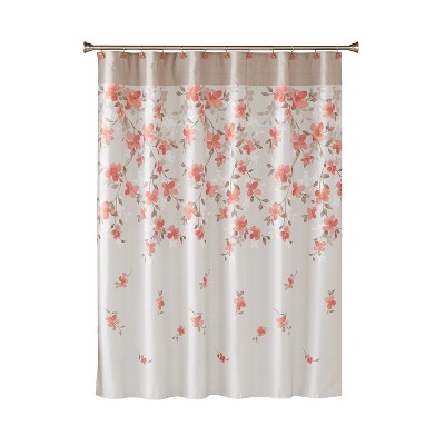 Coral Garden Floral Shower Curtain Coral - Saturday Knight Ltd.