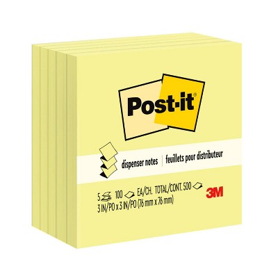 Post-it 5pk 3" x 3" Pop-up Notes 100 Sheets/Pad - Canary Yellow: Sticky Notes, Paper Basics, Uncoated, Glue Binding