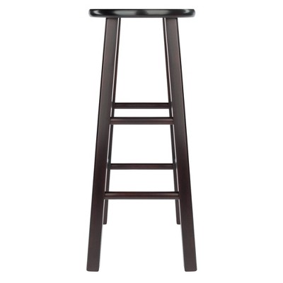 Espresso Industrial Solid Wood Bar Stools Set of 2