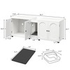 Cat Litter Box Enclosure 55.1" Double Litter Box with Cat Litter Pad - 2 of 4