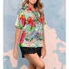LA LEELA Women's Button Down Blouses Casual Summer Party Blouse Shirt Floral Blouses Short Sleeve Vacation Shirts Hawaiian Dresses - 4 of 4