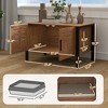 Skyzone Dark Brown Cat Litter Box Enclosure with Scratching Board, Elevated 4.7" Base, Side Table - 2 of 4