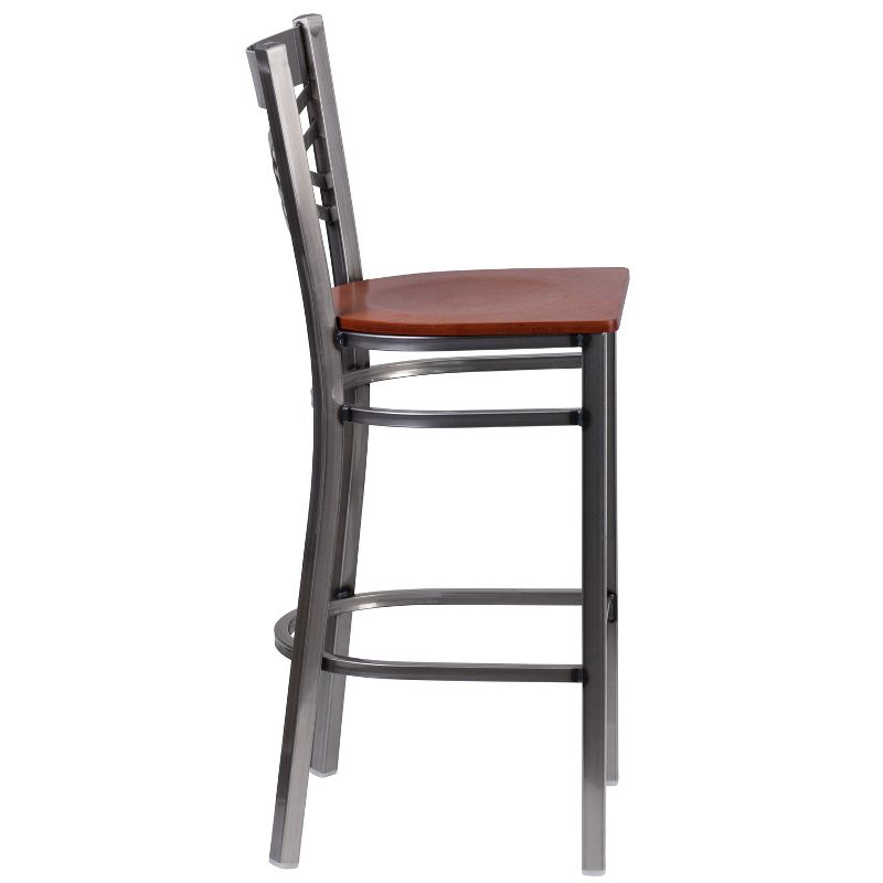 Emma and Oliver 2 Pack Clear Coated "X" Back Metal Restaurant Barstool, 4 of 7