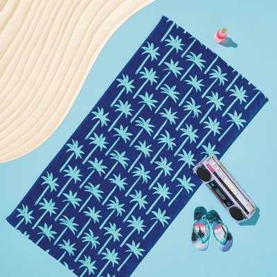 Palm Leaf Beach Towel Blue - Sun Squad&#8482;_0