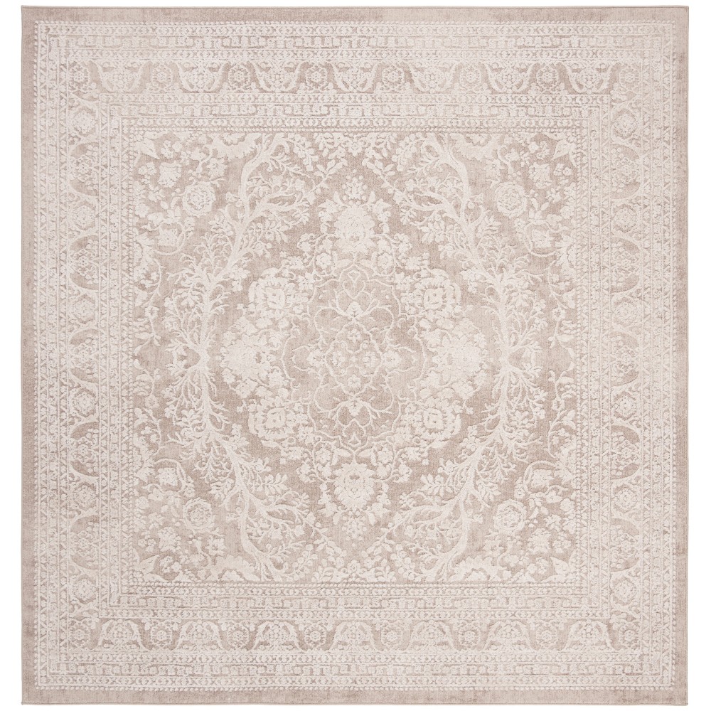 6'7inx6'7in Medallion Loomed Square Area Rug Beige/Cream - Safavieh