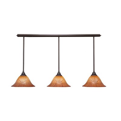Toltec Lighting Any 3 - Light Chandelier in  Dark Granite with 14" Tiger Shade
