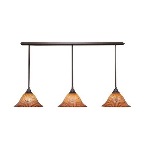 Toltec Lighting Any 3 - Light Chandelier in  Dark Granite with 14" Tiger Shade - 1 of 1