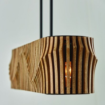 Archer Light Wood and Matte Black 6-Light Island Pendant