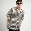 Campus Sutra Men Men's Midnight Black:Cream Oversized Candy Striped Shirt - 2 of 4