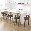 Bekrvio 26" Swivel Counter Height Bar Stools Set of 1/2/3/4,Faux Leather Upholstered Bar Chairs with Back & Arm for Kitchen Island,Black - 3 of 4