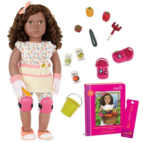 Our Generation Nahla with Storybook & Accessories 18 Posable Gardening Doll