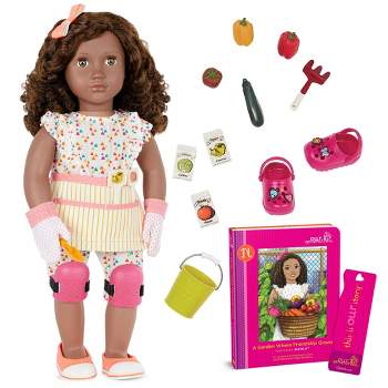 Our Generation Nahla with Storybook & Accessories 18" Posable Gardening Doll