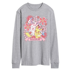 Men's - Pokémon - Valentine Florals Pikachu Sylveon Long Sleeve Graphic T-Shirt - 1 of 3