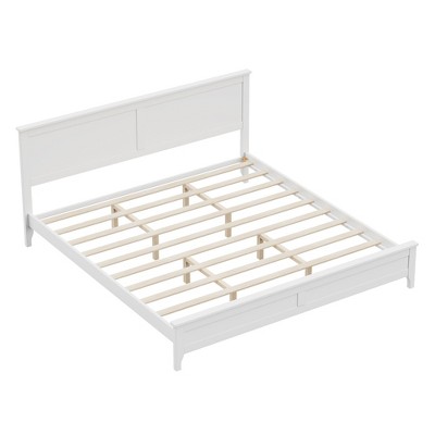 TIRAMISUBEST King/Full Platform Bed Frame Solid Pine Wood Modern Minimalist Tapered Legs Wear Resistant Finish Easy Assembly