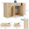 Kitchen Island with Foldable Leaf Top & Rattan Cabinets - 53.1" Countertop, 2 Drawers, Wheels with Brakes, Spice Rack, Mobile Prep Station - 2 of 4