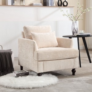 Modern Accent Armchair, Wood Frame, Tufted Club Chair Design, Mid Century Style Lounge Chair. - 1 of 4