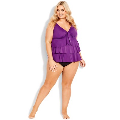 Avenue Women's Plus Size Ruffled Tankini Top