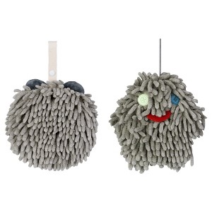 REGALWOVEN Soft Absorbent Chenille Decorative Hanging Ball Hand Towels 2 Pcs - 1 of 4