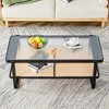 Coffee Table Mid Century Modern Coffee Table Side Table With Craft Glass Tabletop,45.28'' x 22.44'' x 17.72''9(3.77*1.87*1.48ft) - 3 of 4