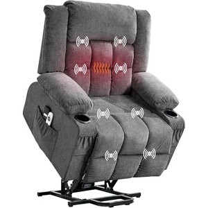 Power Lift Recliner Chair for Seniors with Heat & Massage, 3-Position Electric Recline, 2 Cup Holder, 2 Side Pocket, USB Port, Remote Control - 1 of 4