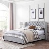 King Virago Contemporary Upholstered Platform Bed Light Gray - Christopher Knight Home: Wood Frame, Foam Fill, No Box Spring Needed - 2 of 4