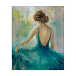 Stupell Industries Woman Green Dress Painting Canvas Art - 1 of 4