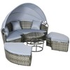Resenkos 4 Pieces Round Rattan Daybed, Outdoor Sectional Furniture, Polyethylene Rattan, Light - 2 of 4