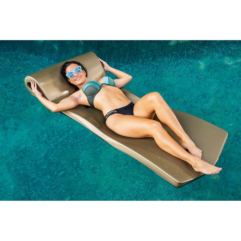 TRC Recreation Ultra Sunsation 2.5" Thick Vinyl Coated Foam Pool Lounger Swim Float Mat with Roll Pillow for Head and Neck Support, 4 of 9