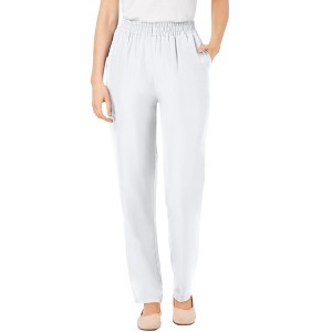 Woman Within Women's Plus Size Petite Hassle Free Woven Pant - 1 of 4