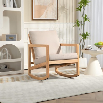 PexFix Modern Upholstered Accent Chair Leisure Armchair with Rubber Wood Frame