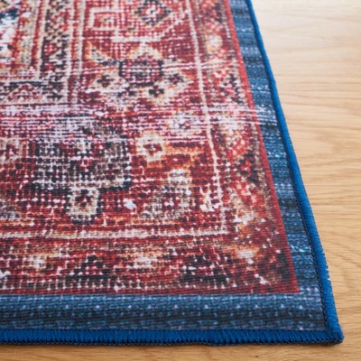 Tucson Red and Blue Synthetic Washable Area Rug