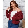 Clearlove Womens Plus Size Chunky Crochet Cardigan Long Sleeve Loose Knit Sweater Button Up Outerwear Coats - 4 of 4