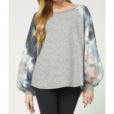 Women's Tie Dye Puffy Sleeve Top - entro
