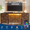 63" TV Stand with LED Lights & Power Outlets, 10-Drawer Dresser Fabric Storage Cabinet for Bedroom, Living Room - 4 of 4