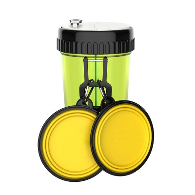 Pet Adobe 3-in-1 Travel Pet Feeding Containers - 5-Piece Set, Bright Yellow