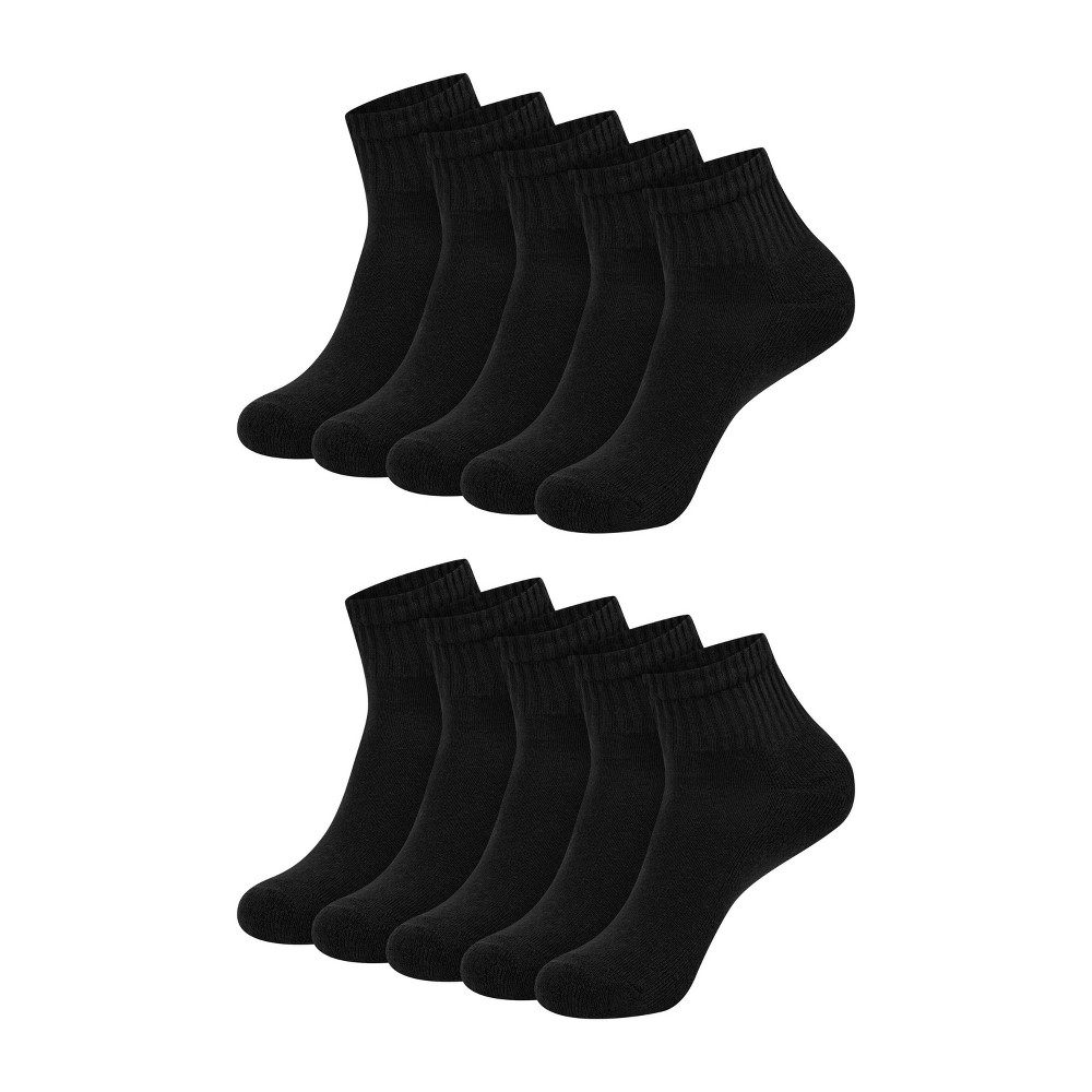 Hanes Women's 10pk Cushioned Ankle Socks - Black 5-9