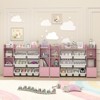 Tangkula 56" Large Toy Storage Organizer 4-Tier Kids Cubby Shelf with 8 Removable Bins and Bookshelf - 3 of 4