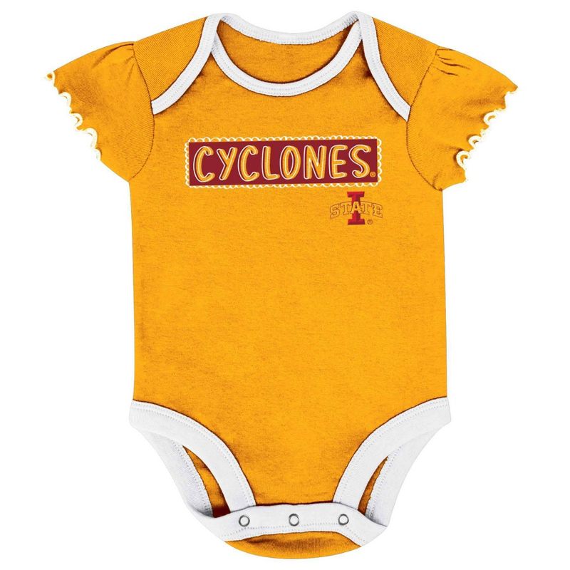 NCAA Iowa State Cyclones Infant Girls&#39; 3pk Bodysuit Set, 4 of 5