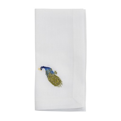 Saro Lifestyle Table Napkins With Embroidered Peacock Design (Set of 4)