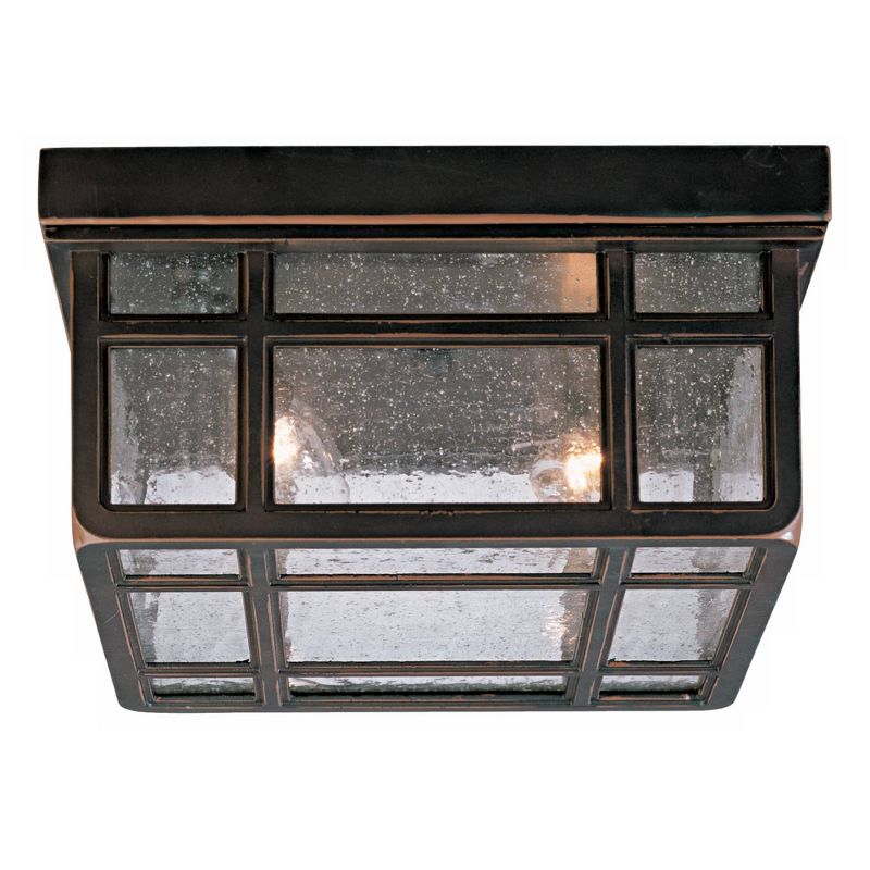 Kathy Ireland Sierra Craftsman Rustic Flush Mount Outdoor Ceiling Light Rubbed Bronze 5 1/2" Frosted Seeded Glass for Post Exterior Barn Deck House, 5 of 9