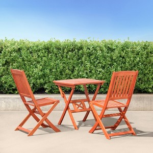 Lucius Reddish Brown Folding Bistro Table and Chair Dining Set - 1 of 4
