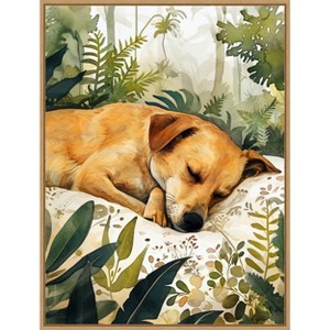 Amanti Art Dogs Life Pillow Time by Justyna Jaszke Framed Canvas Wall Art - 1 of 4
