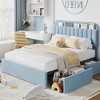 Jojoka Bed Frame with 2 Flexible Drawers and Bookcase Headboard,Upholstered Platform Bed for Boys/Girls,No Box Spring Needed - 2 of 4