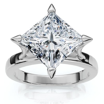 Pompeii3 Certified 3Ct Princess Cut Diamond Solitaire Engagement Ring 14k or Pt Lab Created