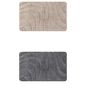 Unique Bargains Microfiber Bathroom Floor Geometry Absorbent Non-Slip Washable Mats 2 Pcs - 1 of 4