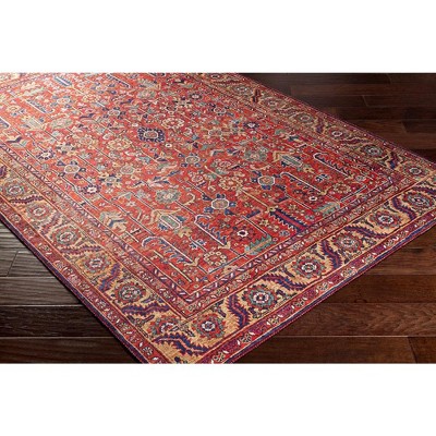 Loveren Bright Red Traditional Polyester Area Rug