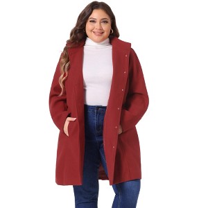Agnes Orinda Women's Plus Size Elegant Single Breasted Detachable Hooded Trench Overcoats - 1 of 4