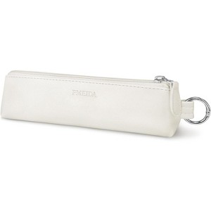Paaaawaters Small Pencil Case - Velvet Lined Pencil Pouch PU Leather Pencil Bag Portable Office Stationery Pouches - Apricot - 1 of 3