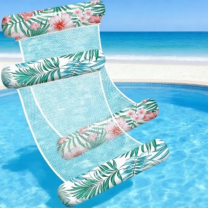 Jasonwell 2-Pack Pool Floats for Adults, 4-in-1 Inflatable Loungers, PVC Water Hammocks, Large, Multicolor, Vacation Ready - 1 of 4