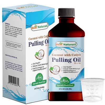 Best Naturals Coconut Pulling Oil with Vitamin D3, E, K2 & COQ10-8 Fl OZ - Made with Essential Oils in The USA